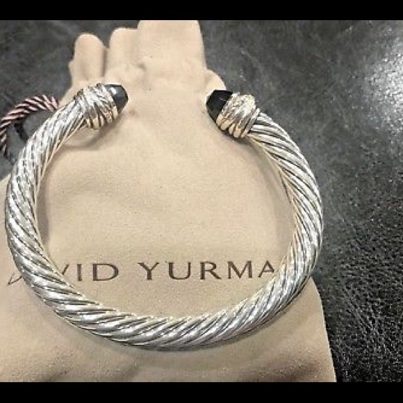 David Yurman 7mm Crossover Diamond Bracelet Onyx - Picture 3 of 5